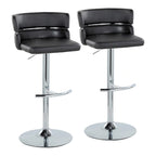 Tabouret de bar réglable Lena avec repose-pieds arrondi en T (Lot de 2)