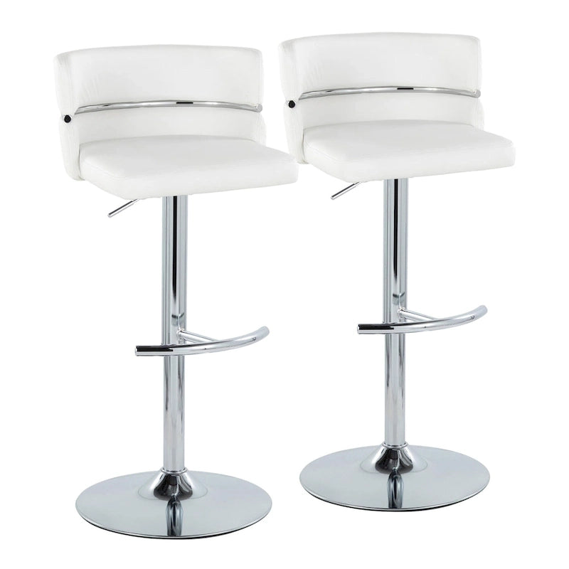 Tabouret de bar réglable Lena avec repose-pieds arrondi en T (Lot de 2)