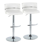 Tabouret de bar réglable Lena avec repose-pieds arrondi en T (Lot de 2)