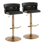 Tabouret de bar réglable Lena avec repose-pieds arrondi en T (Lot de 2)