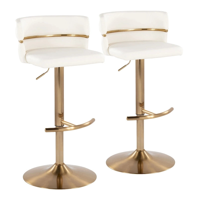 Tabouret de bar réglable Lena avec repose-pieds arrondi en T (Lot de 2)