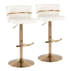Tabouret de bar réglable Lena avec repose-pieds arrondi en T (Lot de 2)