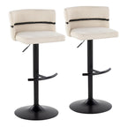 Tabouret de bar réglable Lena avec repose-pieds arrondi en T (Lot de 2)