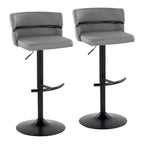 Tabouret de bar réglable Lena avec repose-pieds arrondi en T (Lot de 2)
