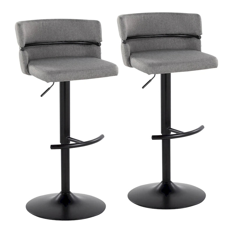 Tabouret de bar réglable Lena avec repose-pieds arrondi en T (Lot de 2)