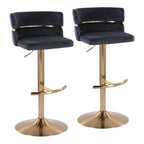 Tabouret de bar réglable Lena avec repose-pieds arrondi en T (Lot de 2)