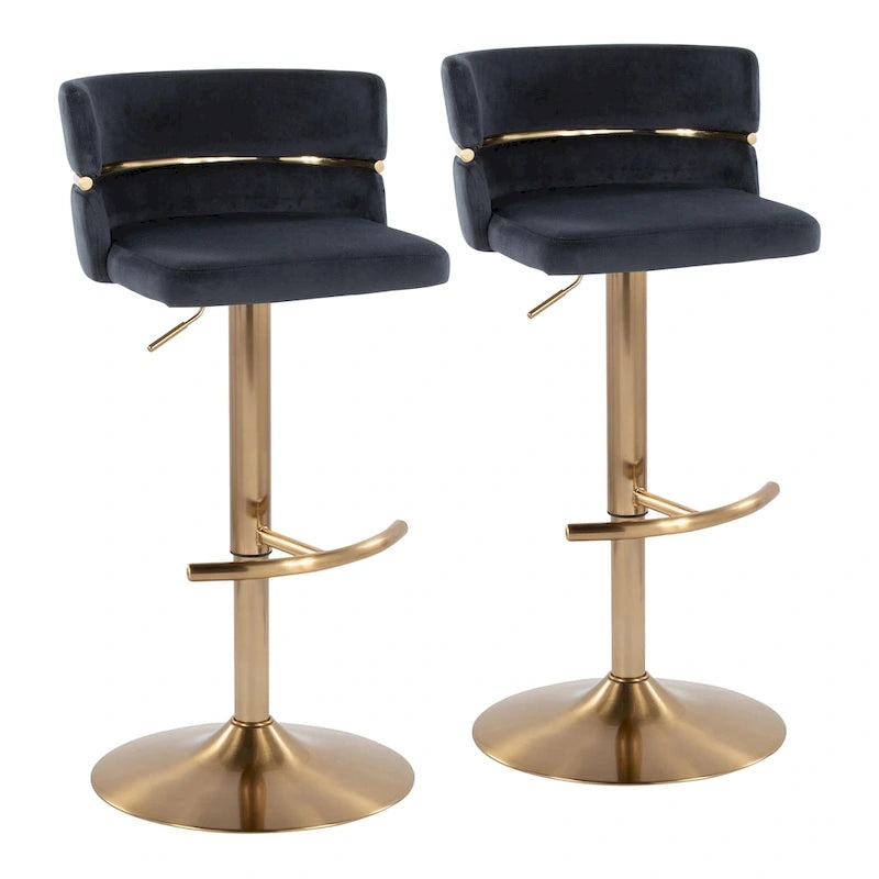 Tabouret de bar réglable Lena avec repose-pieds arrondi en T (Lot de 2)