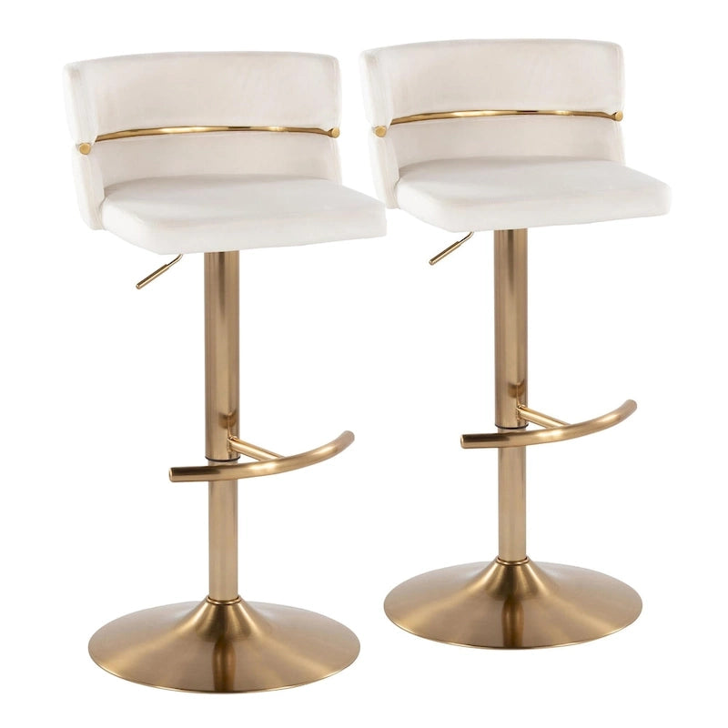 Tabouret de bar réglable Lena avec repose-pieds arrondi en T (Lot de 2)