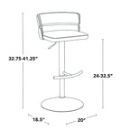 Tabouret de bar réglable Lena avec repose-pieds arrondi en T (Lot de 2)
