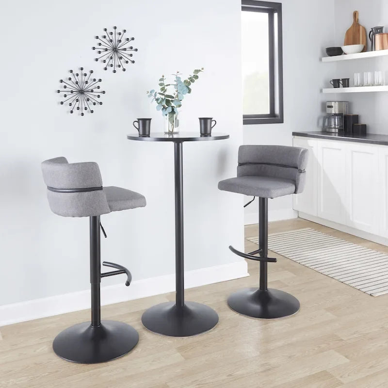 Tabouret de bar réglable Lena avec repose-pieds arrondi en T (Lot de 2)