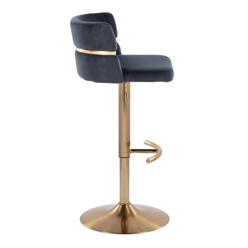 Tabouret de bar réglable Lena avec repose-pieds arrondi en T (Lot de 2)