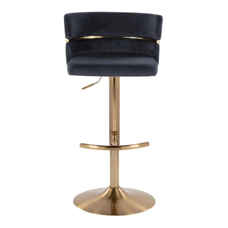 Tabouret de bar réglable Lena avec repose-pieds arrondi en T (Lot de 2)