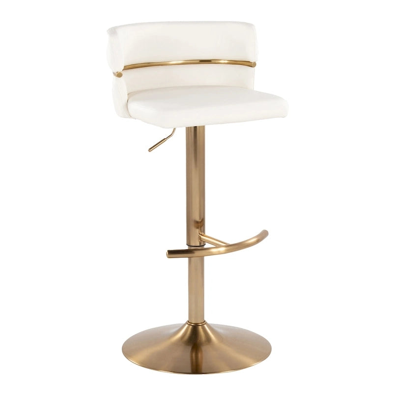 Tabouret de bar réglable Lena avec repose-pieds arrondi en T (Lot de 2)