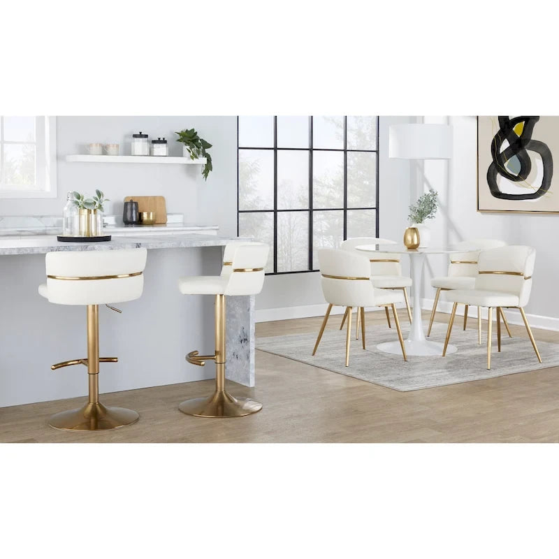 Tabouret de bar réglable Lena avec repose-pieds arrondi en T (Lot de 2)