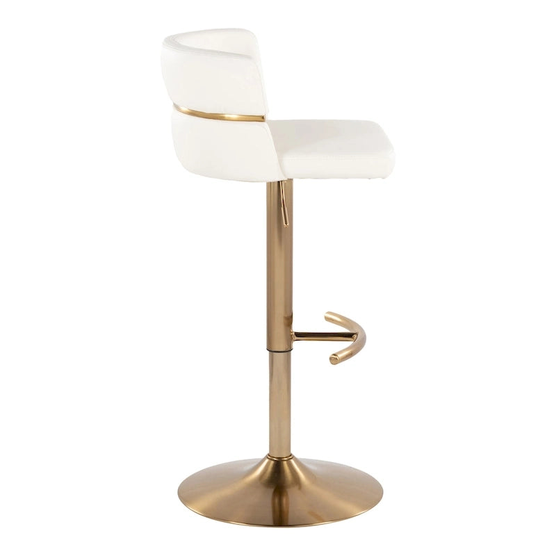 Tabouret de bar réglable Lena avec repose-pieds arrondi en T (Lot de 2)