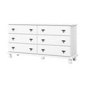 Commode traditionnelle Kyle à 6 tiroirs en bois massif avec miroir en option