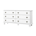Commode traditionnelle Kyle à 6 tiroirs en bois massif avec miroir en option