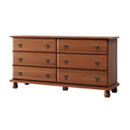 Commode traditionnelle Kyle à 6 tiroirs en bois massif avec miroir en option