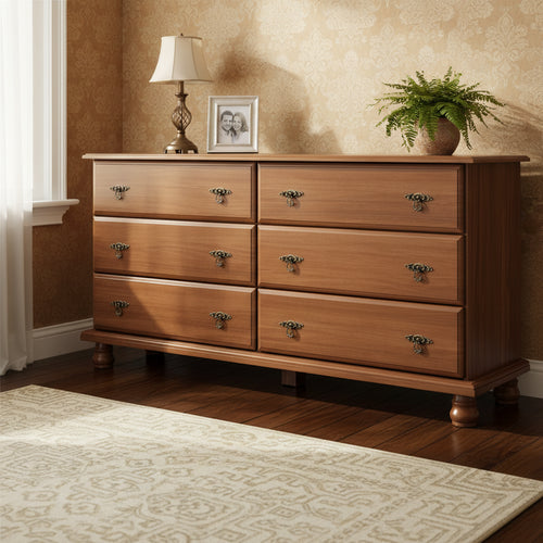 Palace Imports 100% Solid Wood Traditional Kyle 6-Drawer Dresser with Optional Mirror