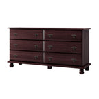Commode traditionnelle Kyle à 6 tiroirs en bois massif avec miroir en option