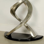 Console de canapé Sele Contemporary Silver en demi-lune, plateau en verre, 45 pouces