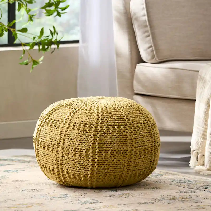 Pouf en tissu moderne fait main Yuny par