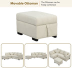 82.6 Canapé-lit d'angle en forme de L avec deux ports USB, deux prises de courant et un pouf de rangement mobile, Bei