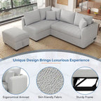 82.6 Canapé-lit d'angle en forme de L avec deux ports USB, deux prises de courant et un pouf de rangement mobile, Bei