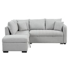 82.6 Canapé-lit d'angle en forme de L avec deux ports USB, deux prises de courant et un pouf de rangement mobile, Bei