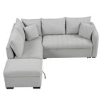 82.6 Canapé-lit d'angle en forme de L avec deux ports USB, deux prises de courant et un pouf de rangement mobile, Bei