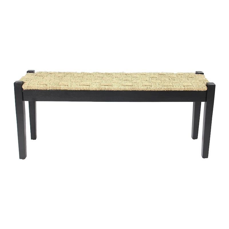 Banc d'intérieur Shambles en bois massif et jonc de mer naturel