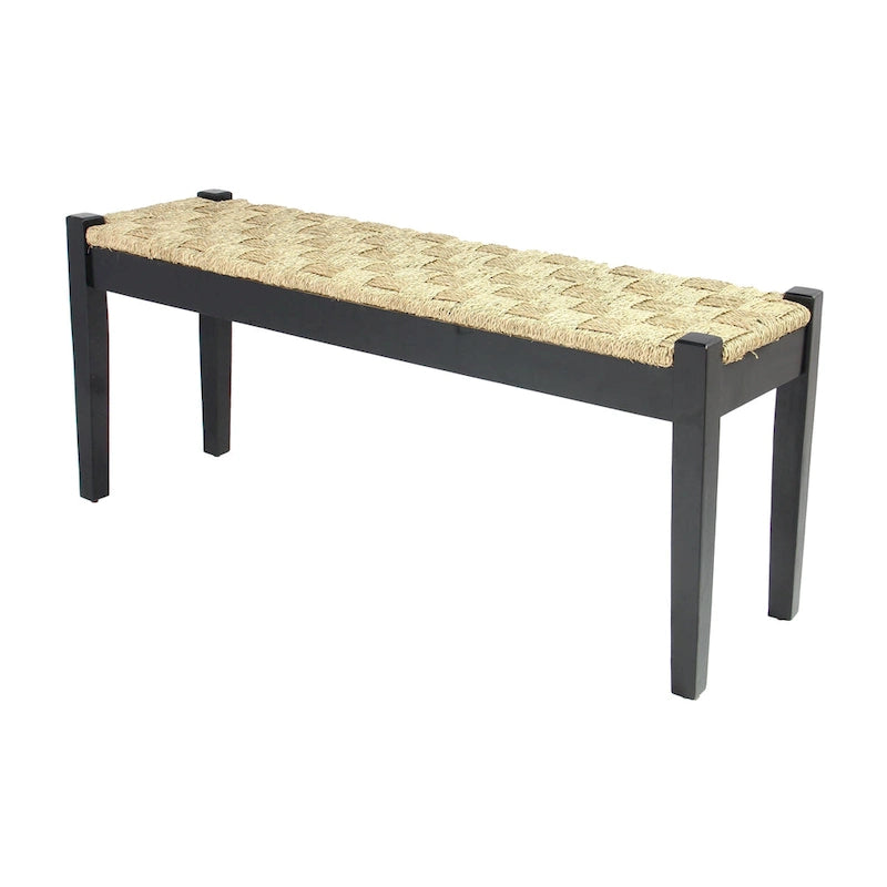 Banc d'intérieur Shambles en bois massif et jonc de mer naturel