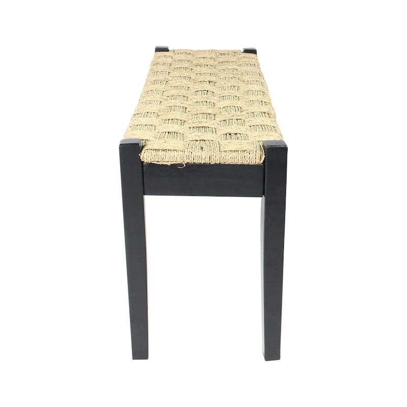 Banc d'intérieur Shambles en bois massif et jonc de mer naturel