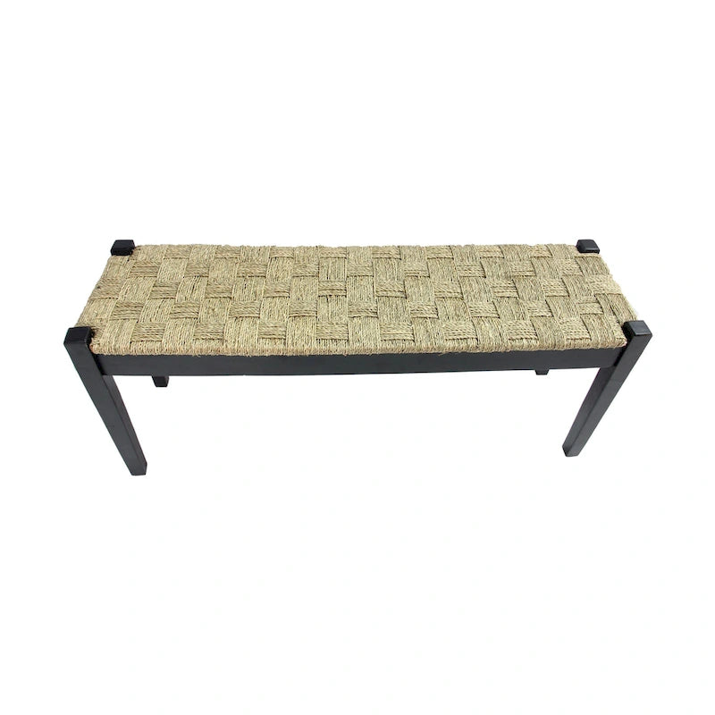 Banc d'intérieur Shambles en bois massif et jonc de mer naturel
