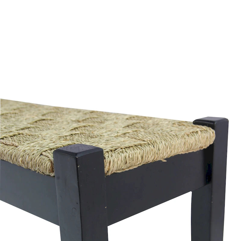 Banc d'intérieur Shambles en bois massif et jonc de mer naturel