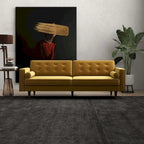 Canapé Clayton en velours doré, style mobilier Mid-Century Modern pour salon