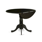 Ensemble table de cuisine - une table à manger ronde et des chaises en tissu de lin bleu, finition brossé noir (option de pièces)