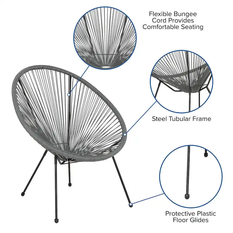 Fauteuil de salon Papasan en rotin/cordon élastique