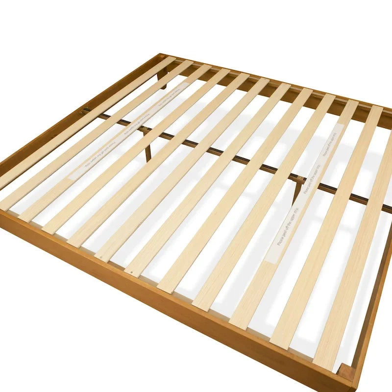 Cadre de lit plateforme King avec 4 pieds en bois massif et 2 pieds centraux supplémentaires (options de couleur du cadre de lit)