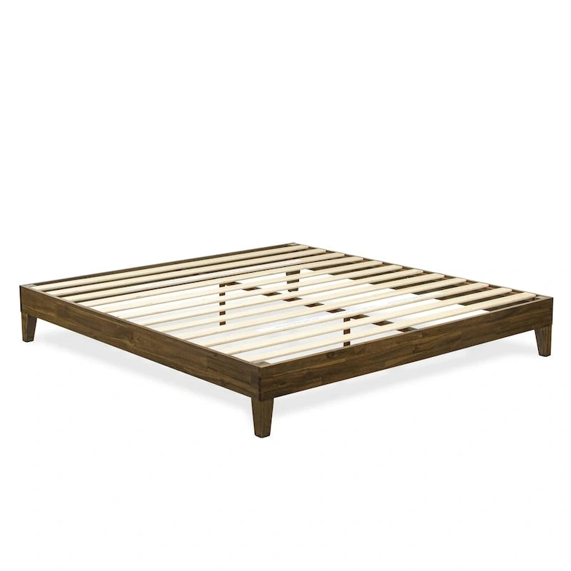 Cadre de lit plateforme King avec 4 pieds en bois massif et 2 pieds centraux supplémentaires (options de couleur du cadre de lit)
