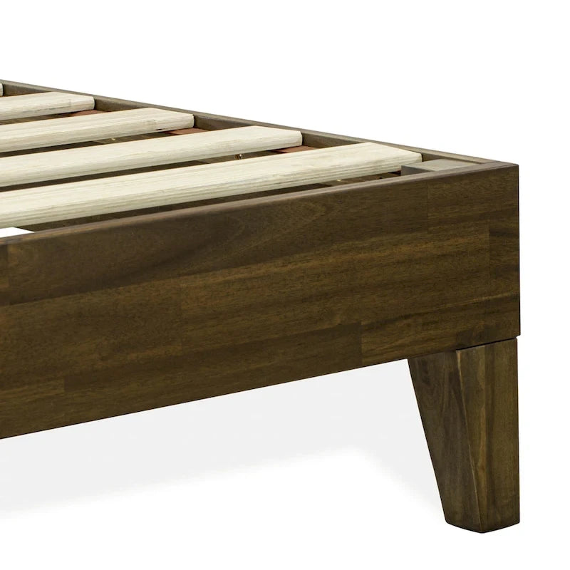 Cadre de lit plateforme King avec 4 pieds en bois massif et 2 pieds centraux supplémentaires (options de couleur du cadre de lit)