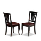 Ensemble de salle à manger 7 pièces - Une table ronde et 6 chaises de salle à manger, noir et cerisier (options de siège)