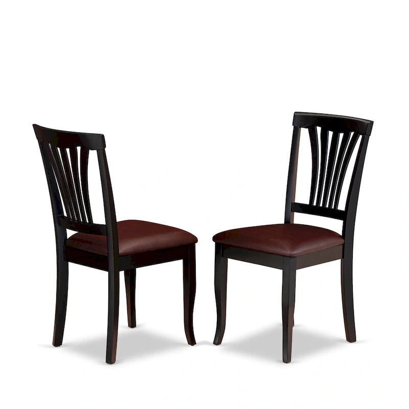 Ensemble de salle à manger 7 pièces - Une table ronde et 6 chaises de salle à manger, noir et cerisier (options de siège)