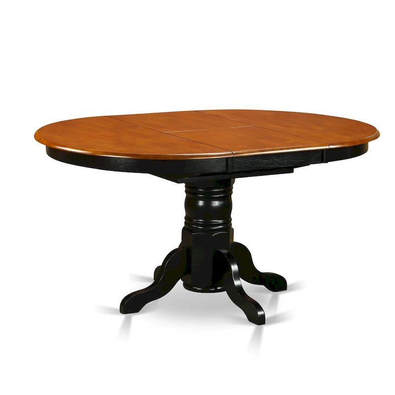 Ensemble de salle à manger 7 pièces - Une table ronde et 6 chaises de salle à manger, noir et cerisier (options de siège)