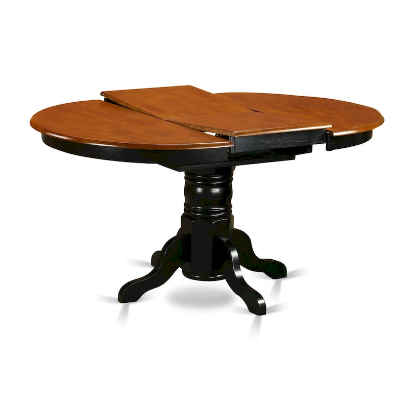 Ensemble de salle à manger 7 pièces - Une table ronde et 6 chaises de salle à manger, noir et cerisier (options de siège)