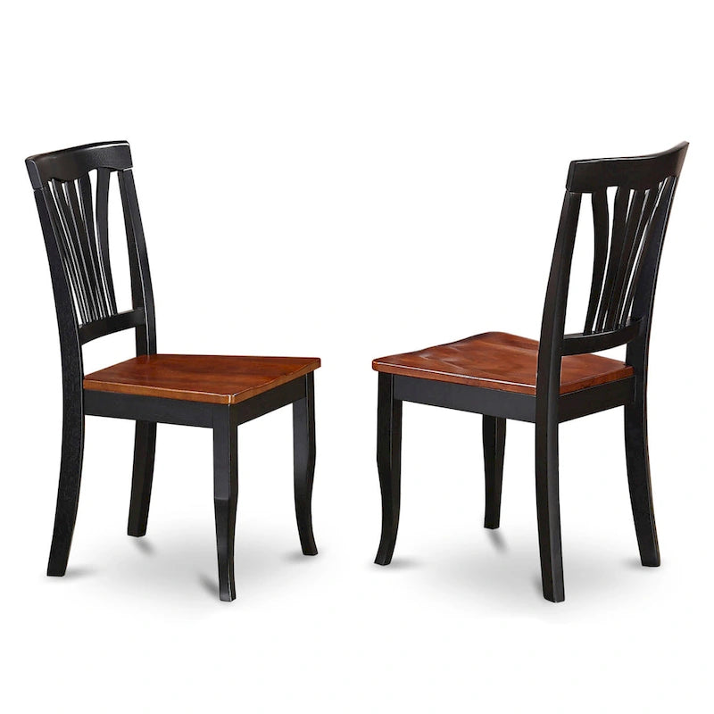 Ensemble de salle à manger 7 pièces - Une table ronde et 6 chaises de salle à manger, noir et cerisier (options de siège)