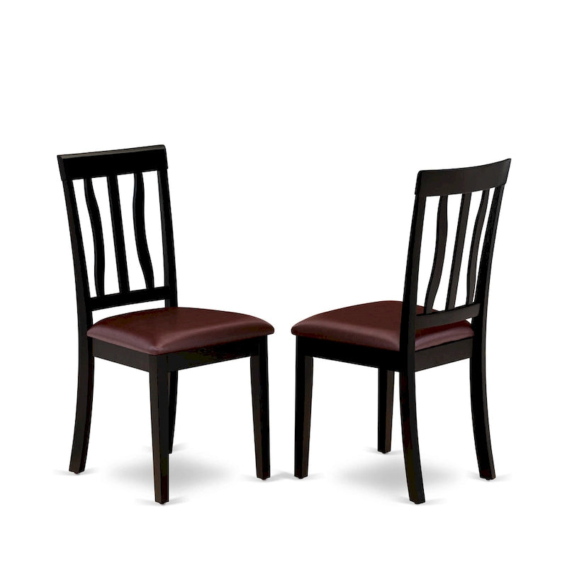 Ensemble de salle à manger 7 pièces - Une table ronde et 6 chaises de salle à manger, noir et cerisier (options de siège)