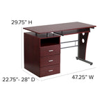 Bureau informatique 3 tiroirs avec tablette clavier