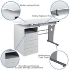 Bureau informatique 3 tiroirs avec tablette clavier