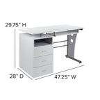Bureau informatique 3 tiroirs avec tablette clavier